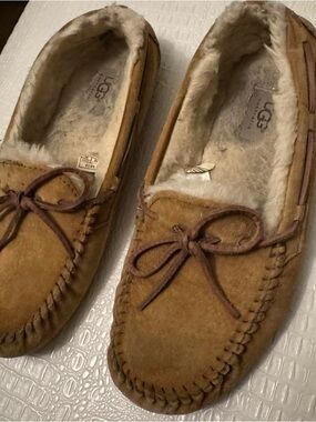 UGG Brown Suede Slip-On Moccasin Slippers
